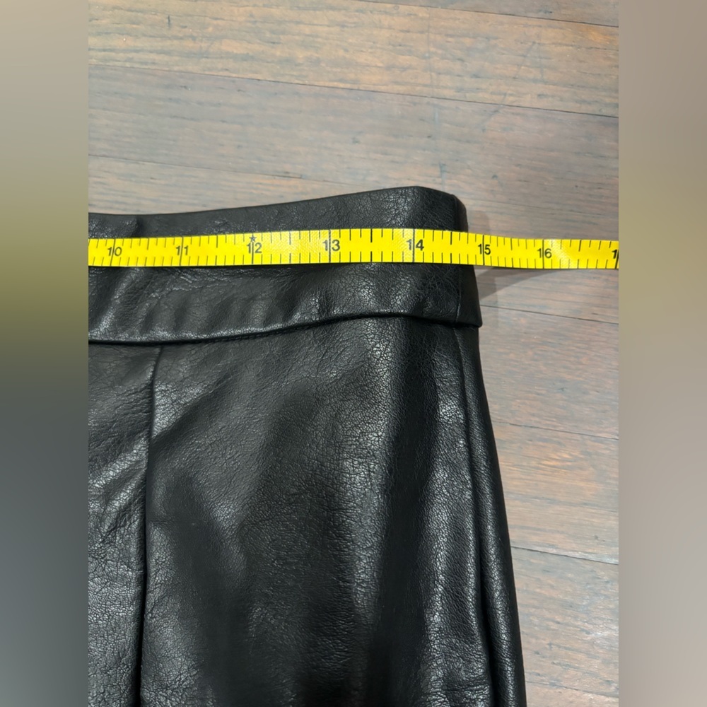 467. Commense Asymmetric Patchwork Faux Leather Chiffon Pleated Maxi Skirt M - Picture 8 of 10